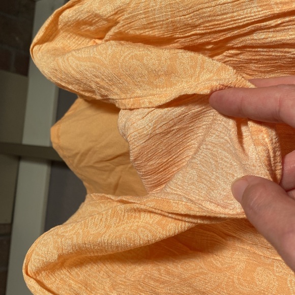 EXPRESS - dress: light orange tiered ruffled lined mini w adjustable straps - L - Picture 12 of 16